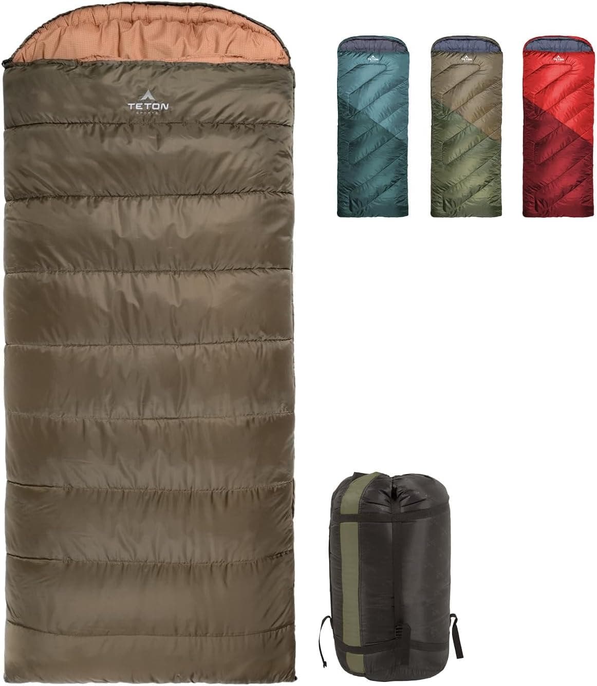 Teton Celsius Regular, 25F, 20F, 0F Degree Sleeping Bags, All Weather Bag for Adults and Kids, Camping Made Easy and Warm, Travel Sack Included